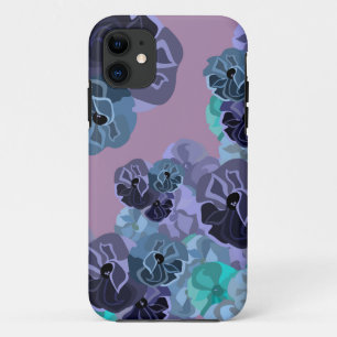 Blauwgroen en Paarse Vintage Floral afdrukken iPhone 11 Hoesje