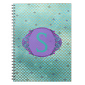 Blauwgroen en Paarse zeemeermin Schalen Monogram S Notitieboek (Voorkant)