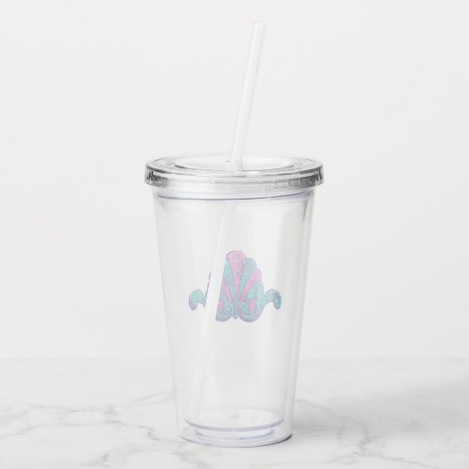 Blauwgroen en Paarse Zeemeermin Treasure Ornament Acryl Drinkbeker (Achterkant)