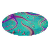 Blauwgroen en Paarse zeesterren strand Snijplank (Hoek)