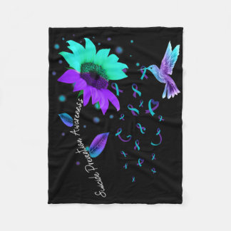 Blauwgroen en Paarse Zonnebloem Kolibrie Zelfmoord Fleece Deken