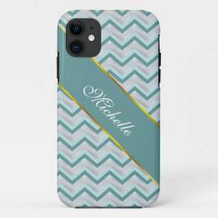 Blauwgroen en parels ZigZag iPhone 11 Hoesje