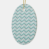 Blauwgroen en parels ZigZag Keramisch Ornament (Links)