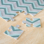 Blauwgroen en parels ZigZag Legpuzzel (Zijkant)