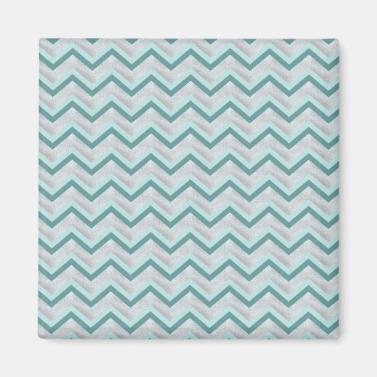 Blauwgroen en parels ZigZag Magneet (Voorkant)