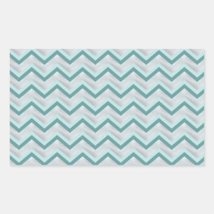 Blauwgroen en parels ZigZag Rechthoekige Sticker