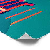 Blauwgroen en Peach Beach Abstracte AI Art Poster (Hoek)