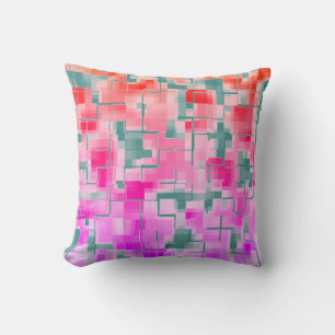 Blauwgroen en regenboogpatroon, Abstract Kussen