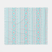 Blauwgroen en roze Aztec - tribaal patroon Fleece Deken (Voorkant (Horizontaal))