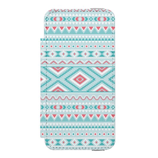 Blauwgroen en roze Aztec - tribaal patroon Incipio iPhone Portemonnee Hoesje (Voorkant Agenda)