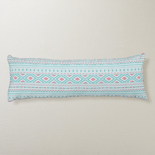 Blauwgroen en roze Aztec - tribaal patroon Lichaamskussen (Achterkant)