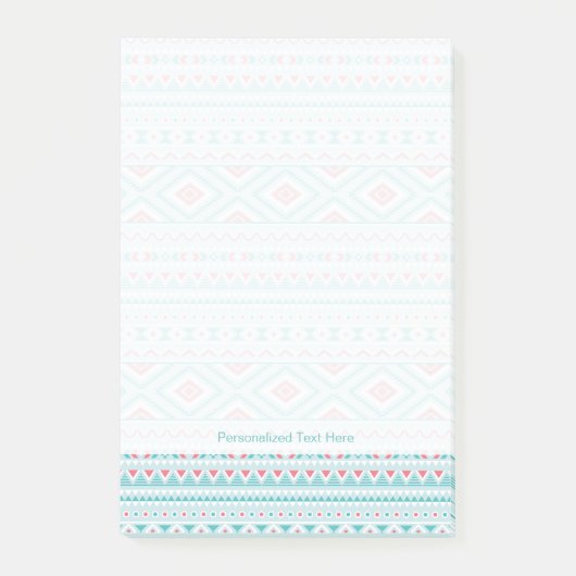 Blauwgroen en roze Aztec - tribaal patroon Post-it® Notes (Voorkant)
