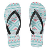 Blauwgroen en roze Aztec - tribaal patroon Teenslippers (Voetbed)