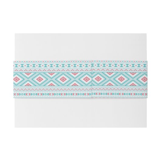 Blauwgroen en roze Aztec - tribaal patroon Uitnodigingen Wikkel (Achterkant Voorbeeld)