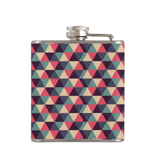 Blauwgroen en roze driehoekspatroon heupfles (Achterkant)