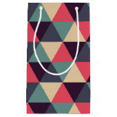 Blauwgroen en roze driehoekspatroon klein cadeauzakje (Voorkant)