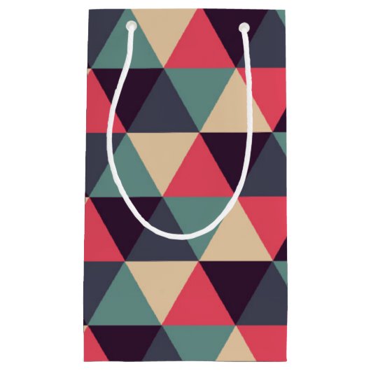 Blauwgroen en roze driehoekspatroon klein cadeauzakje (Voorkant)