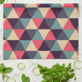 Blauwgroen en roze driehoekspatroon theedoek (Gevouwen)