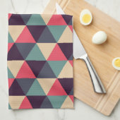 Blauwgroen en roze driehoekspatroon theedoek (Quarter Fold)