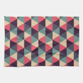 Blauwgroen en roze driehoekspatroon theedoek (Horizontaal)