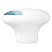 Blauwgroen en roze etheraal inktvisch gras keramische knop (Zijkant)