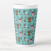 Blauwgroen en roze koffie-mok latte mok (Voorkant)