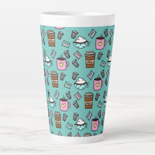 Blauwgroen en roze koffie-mok latte mok (Voorkant)