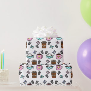 Blauwgroen en roze koffiekreeften cadeaupapier