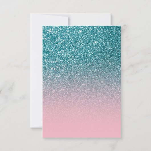 Blauwgroen en Roze Ombre Glitter sparen de Datum Kaart (Achterkant)