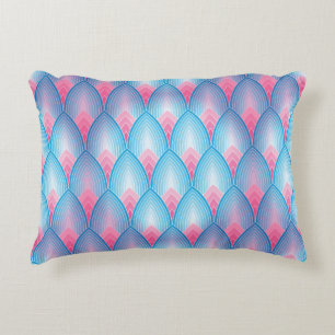 Blauwgroen en roze petaalpatroon accent kussen