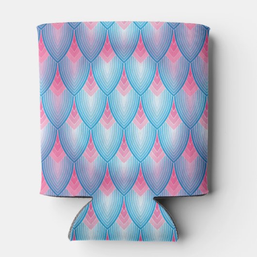 Blauwgroen en roze petaalpatroon blikjeskoeler (Achterkant)