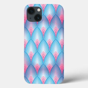 Blauwgroen en roze petaalpatroon iPhone 13 hoesje