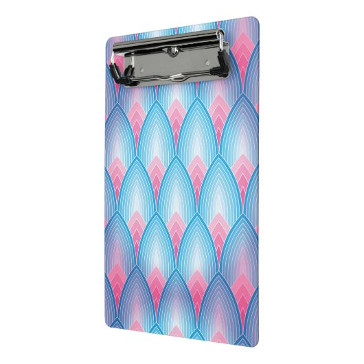 Blauwgroen en roze petaalpatroon mini klembord (Angled2)