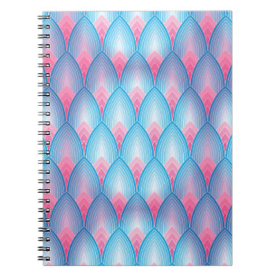 Blauwgroen en roze petaalpatroon notitieboek