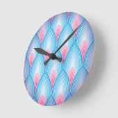 Blauwgroen en roze petaalpatroon ronde klok (Hoek)