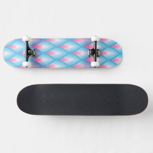 Blauwgroen en roze petaalpatroon skateboard (Horizontaal)