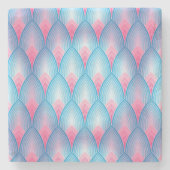 Blauwgroen en roze petaalpatroon stenen onderzetter (Voorkant)