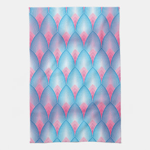 Blauwgroen en roze petaalpatroon theedoek