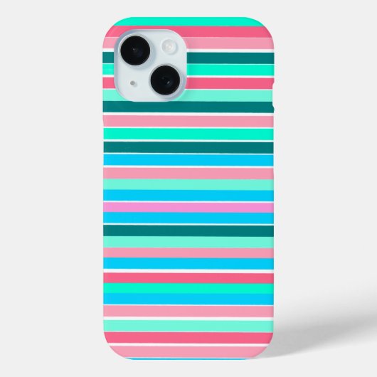 Blauwgroen en roze strepen Case-Mate iPhone case (Achterkant)