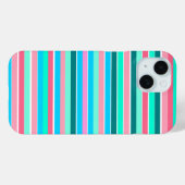 Blauwgroen en roze strepen Case-Mate iPhone case (Achterkant (horizontaal))