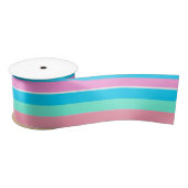 Blauwgroen en roze strepen lint (Spoel)