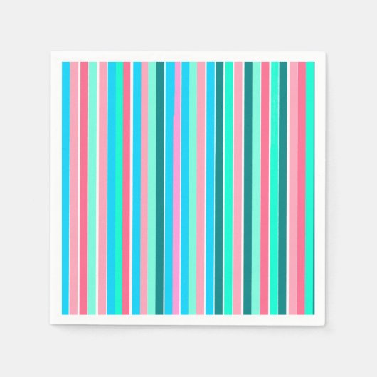 Blauwgroen en roze strepen servet (Voorkant)
