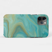 Blauwgroen en Sandy Brown Swirls Marble Art Case-Mate iPhone Case (Achterkant (horizontaal))