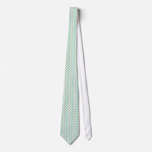 Blauwgroen en Tan Wavy Chevron Pattern Stropdas (Voorkant)