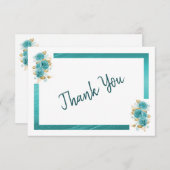 Blauwgroen en Turquoise Roos Elegant Hartelijk dan Bedankkaart (Voorkant / Achterkant)