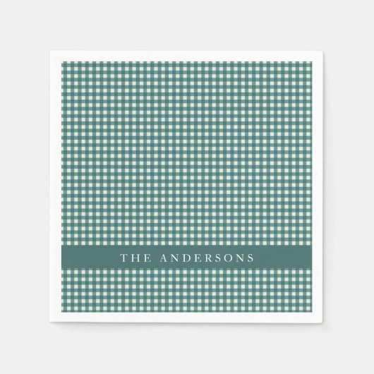 Blauwgroen en White Gingham Pset Persoonlijk Servet (Voorkant)