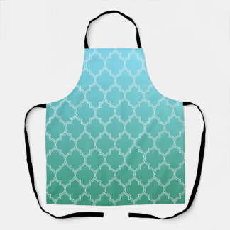 Blauwgroen en wit Abstract geometrisch patroon Schort