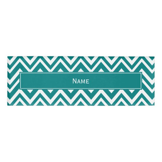 Blauwgroen en wit Chevron Pattern Naambadge (Voorkant)