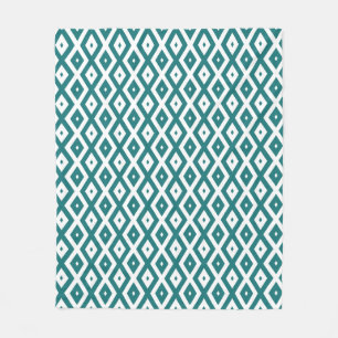 Blauwgroen en wit diamantpatroon fleece deken