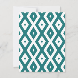 Blauwgroen en wit diamantpatroon RSVP kaartje